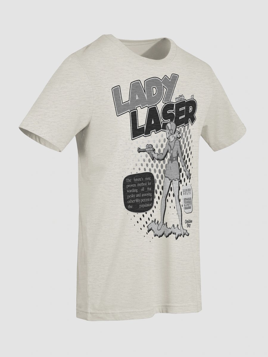 "Lady With A Laser" Retro Comic Tee (Newspaper Colorway) product image (5)