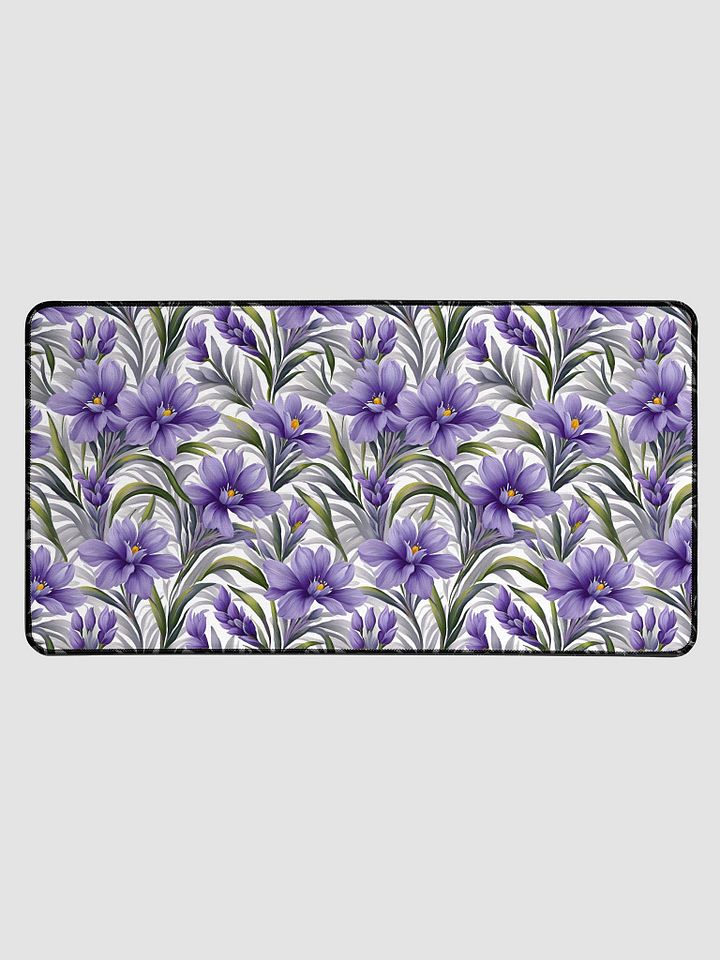 Desk Mat (31.5x15.5 inches) - Purple Floral Pattern on a White Background product image (1)