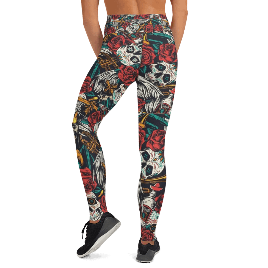 Yoga Pants – Skull and Roses Print for Edgy & Elegant Style product image (5)