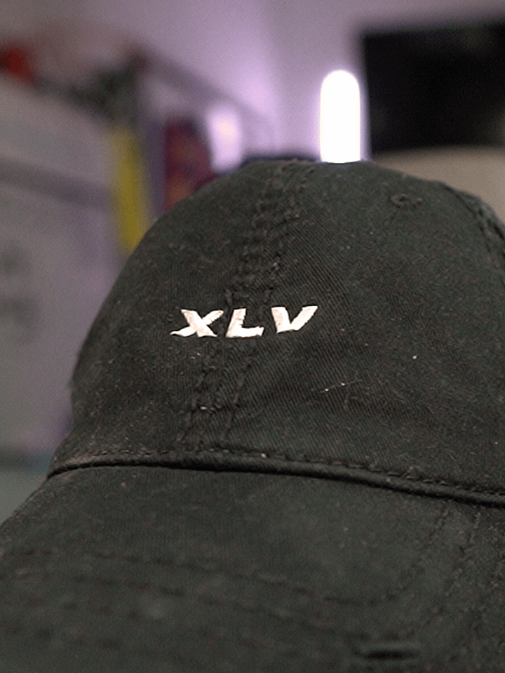 XLV Cap - Distressed Unisex Hat in Black/Grey product image (2)