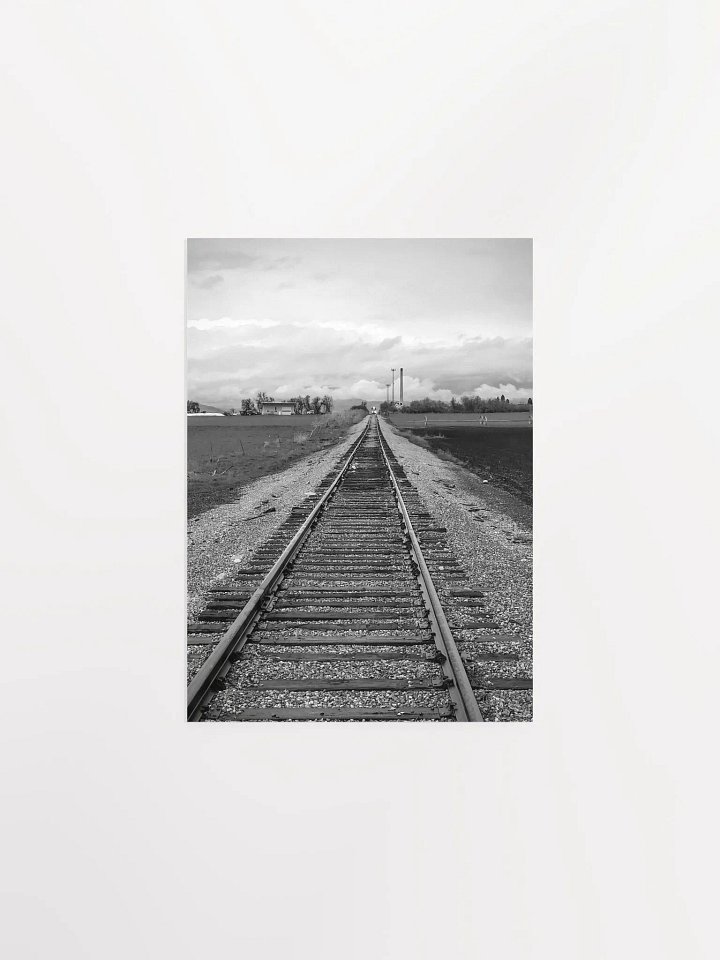 Black & White Train on Tracks - Poster product image (1)