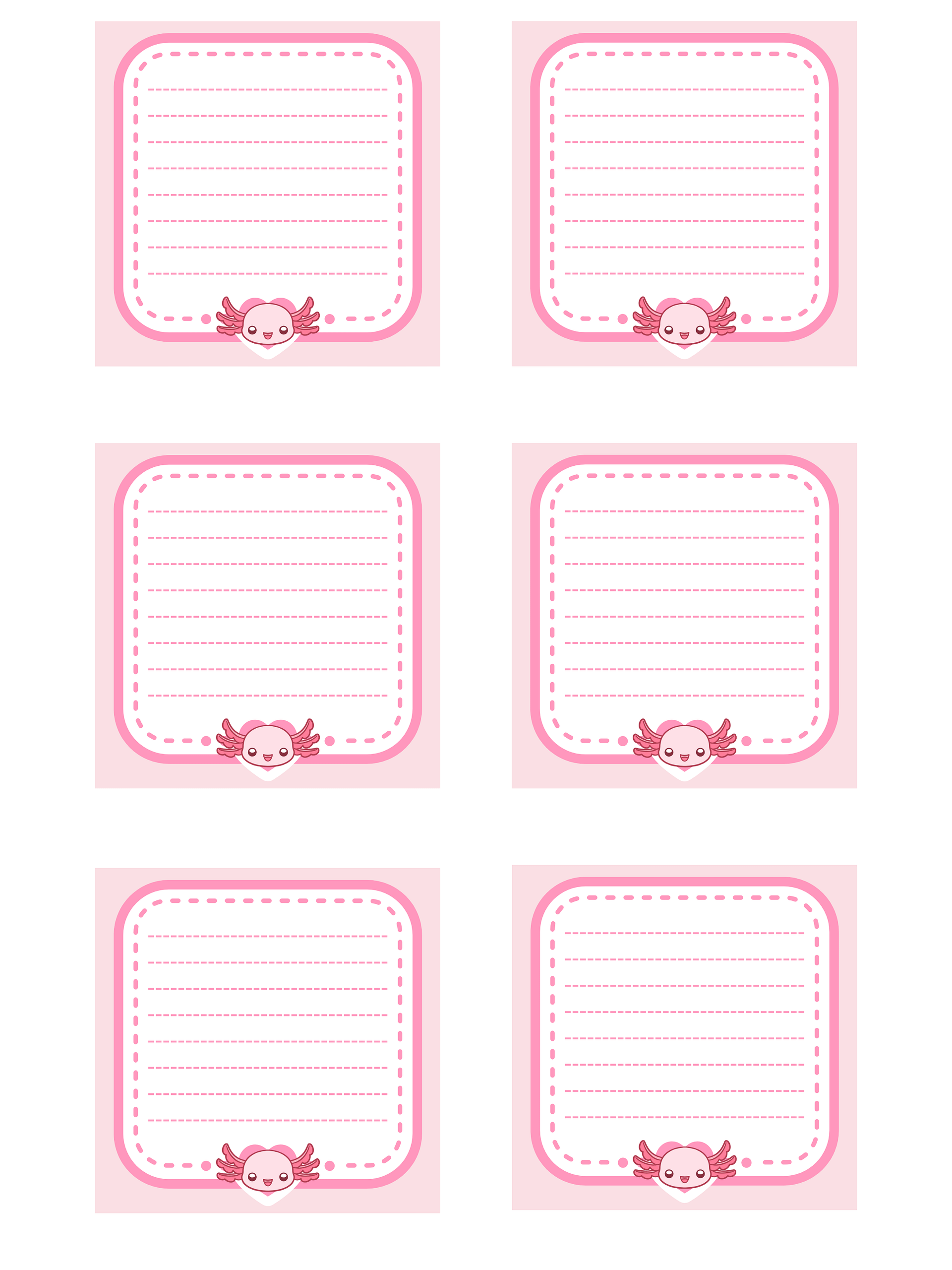 Printable Happy Axolotl Memo Pad product image (1)