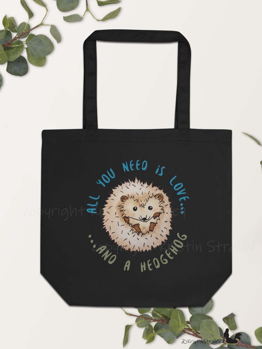 Hedgehog All You Need is Love... Eco Cotton Tote Bag product image (5)