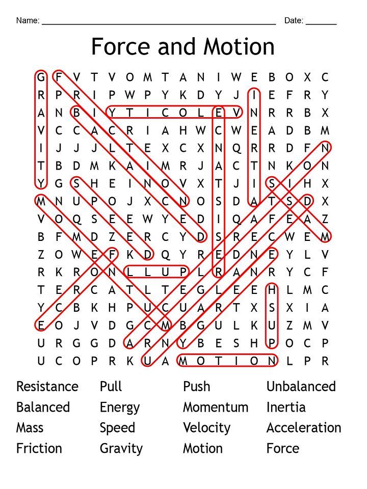 Printable Force and Motion Word Search – 16 Key Vocabulary Puzzle Activities! product image (2)