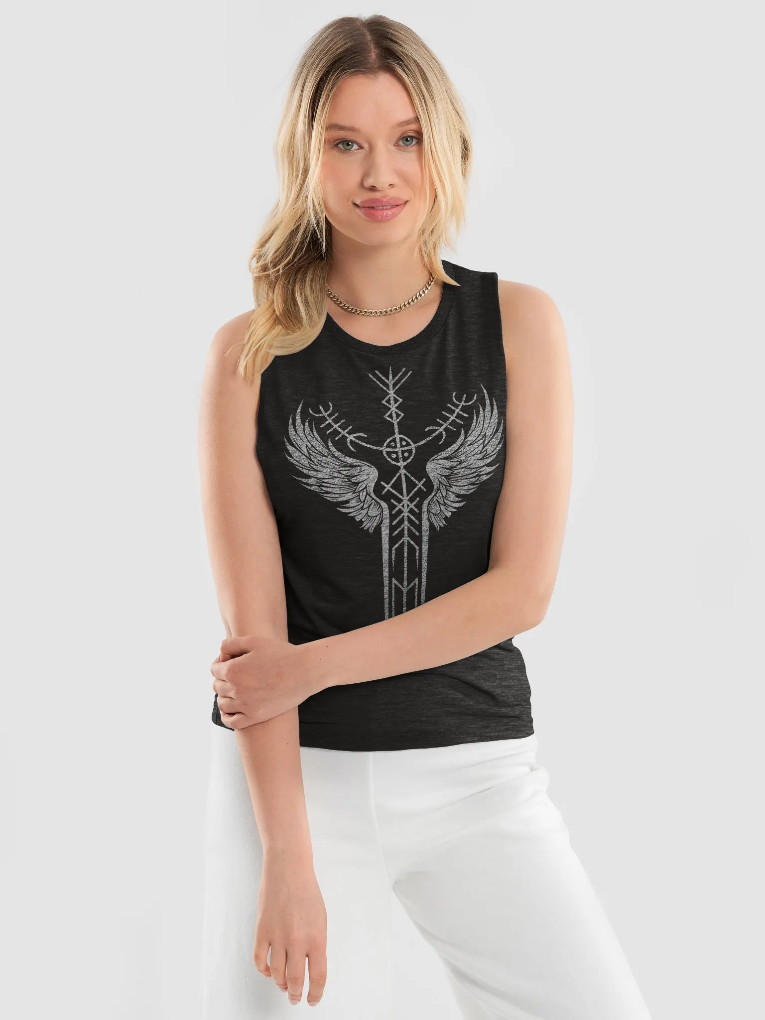 The Valkyrie Stave Women's Flowy Muscle Tank (grunge print) product image (1)