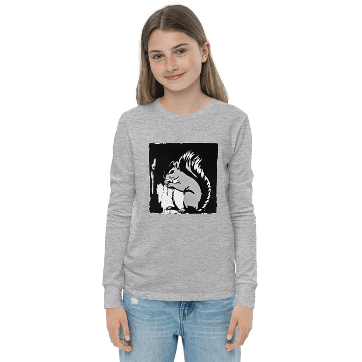 Whimsical Squirrel Sketch Youth Long Sleeve Tee product image (1)