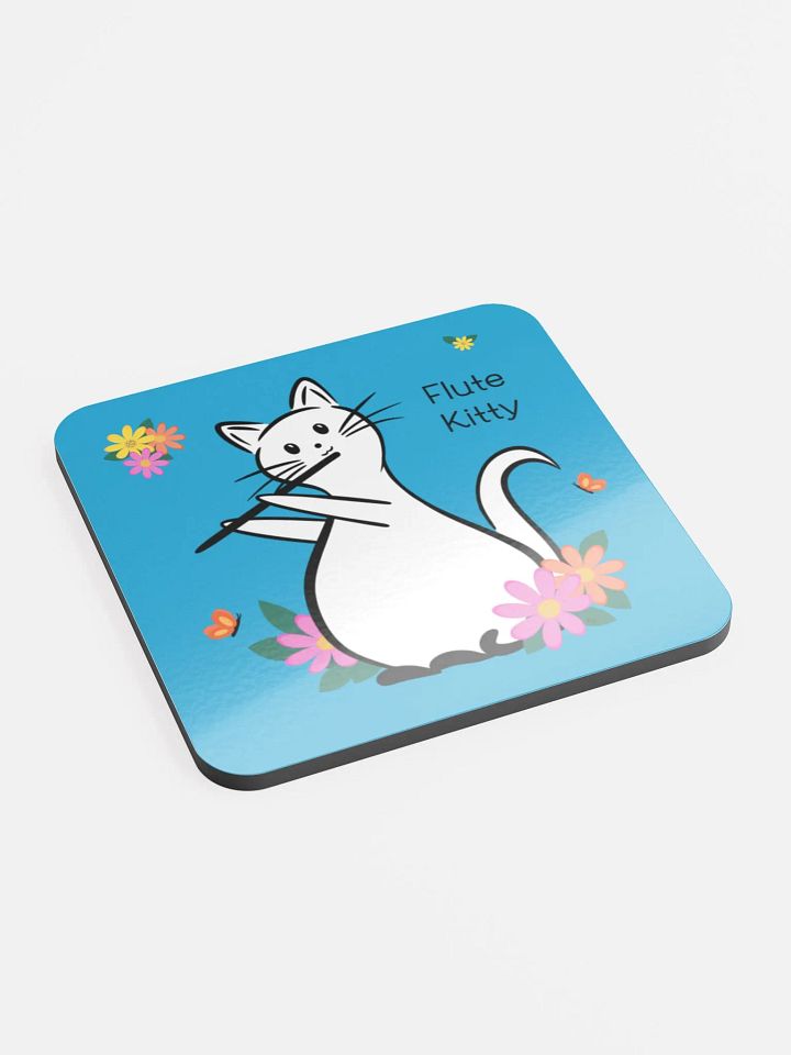 Flute Kitty Glossed Cork Coaster - Flute product image (2)
