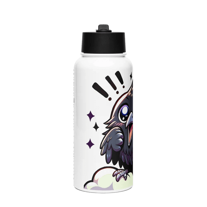 Edelstahl-Wasserflasche mit Strohhalmdeckel - Rabe product image (1)