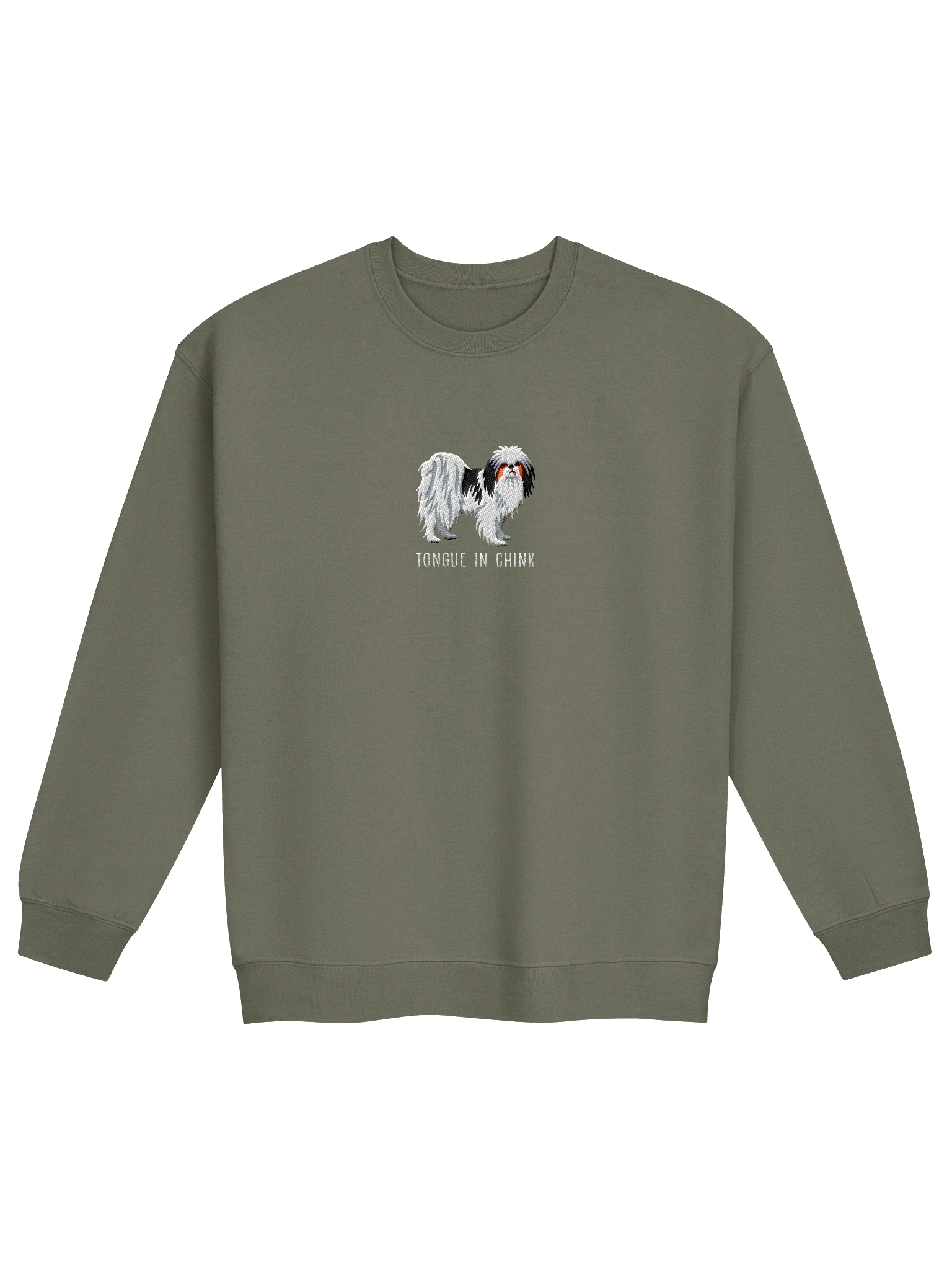 Tongue in Chink Sweatshirt (Embroidered) of a Japanese Chin(Tricolor) product image (17)