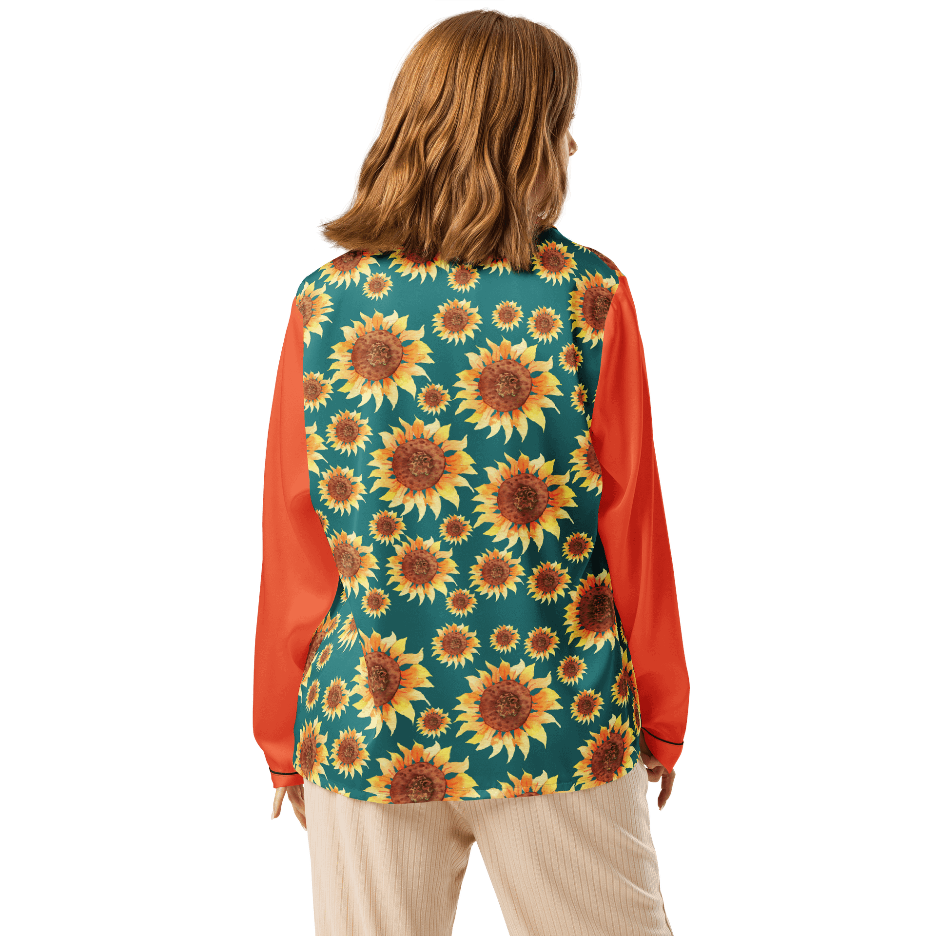 Orange Sunflower silky Pajama Top for her product image (3)