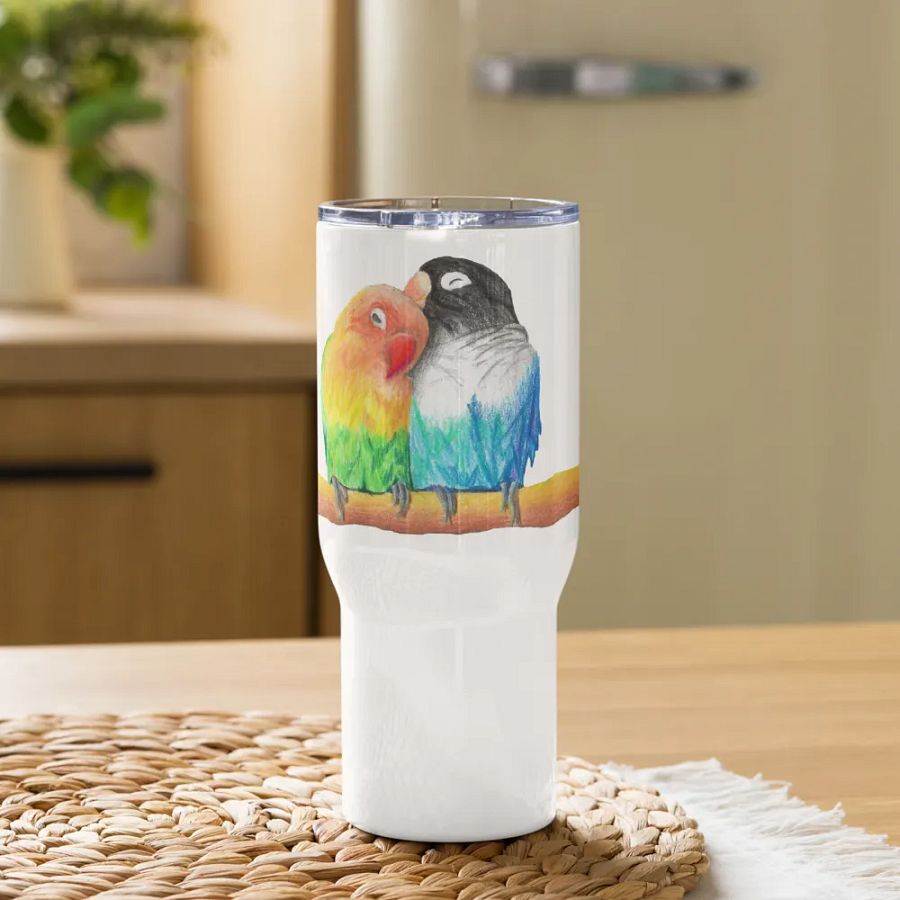 Lovebirds Drawing Travel Cup product image (9)