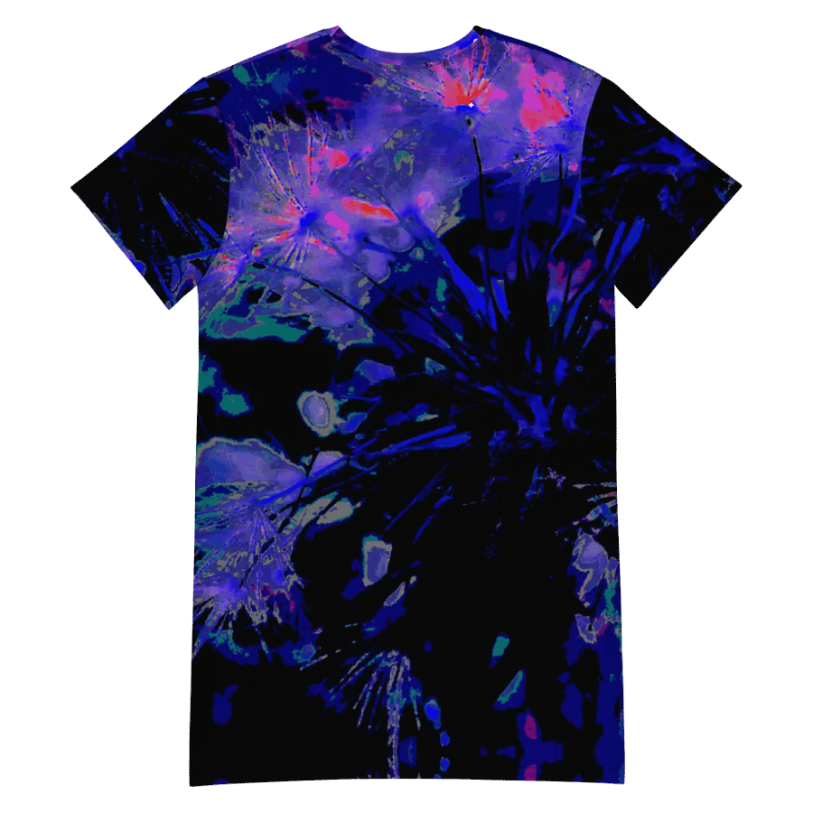 Abstract Funky Neon Dandelion Seeds Ladies T Shirt Dress product image (6)