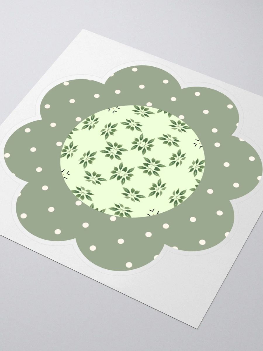 Green Floral Sticker – Dotted Petals and Green Patterned Center product image (3)