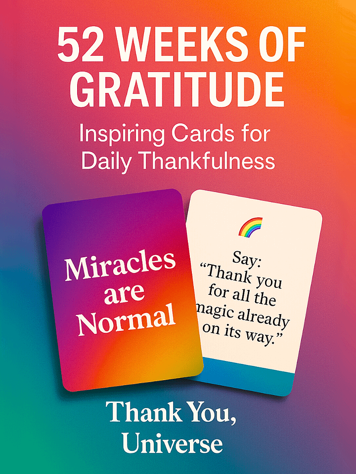 52 Weeks of Gratitude Cards | Daily Front & Back Affirmations for Miracles, Abundance & Inner Peace product image (1)