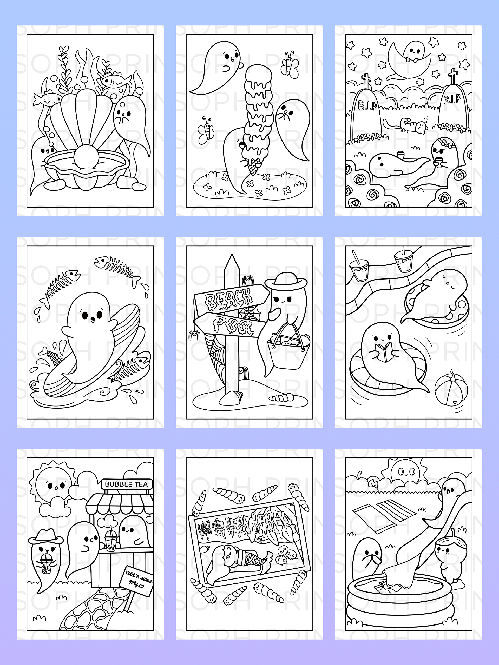 Ghosts of Summer Digital Colouring Book product image (4)
