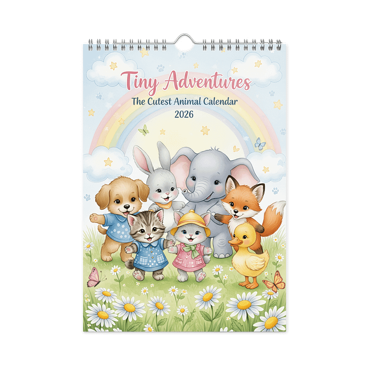 Tiny Adventures: The Cutest Animal Calendar 2026 A Year of Whimsical Watercolor Friends for Kids product image (1)