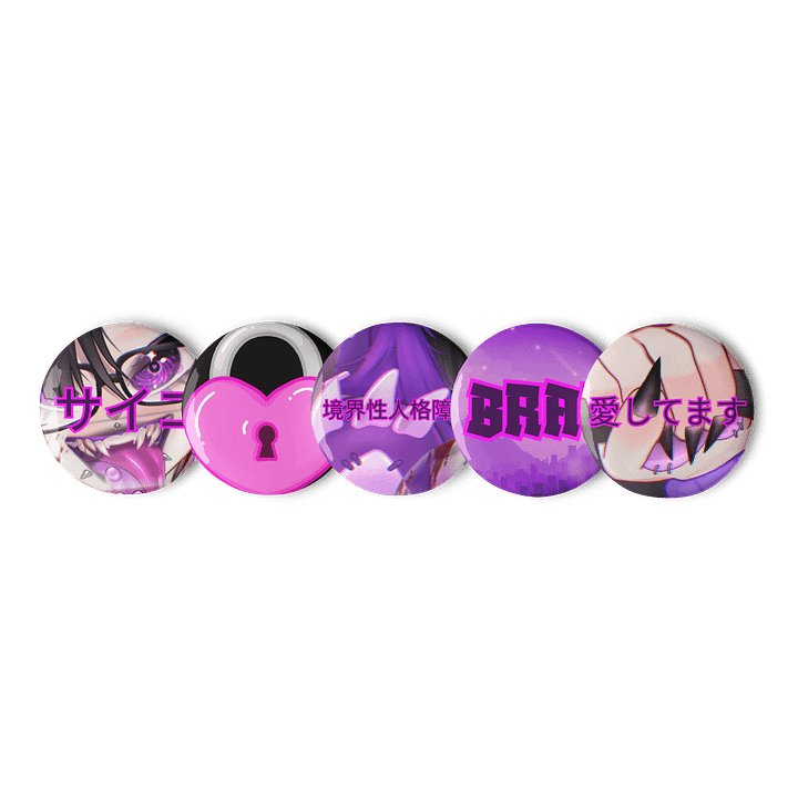 🔮Goth Pin Set - BPD Bestie Collection🐰 | 20% of profits go to BPD charity~💜 product image (1)