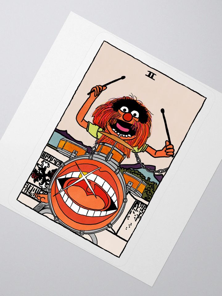 Animal Two of Wands Tarot Card Sticker product image (2)