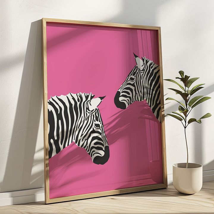 Zebras on Pink Preppy y2k Art Print product image (17)