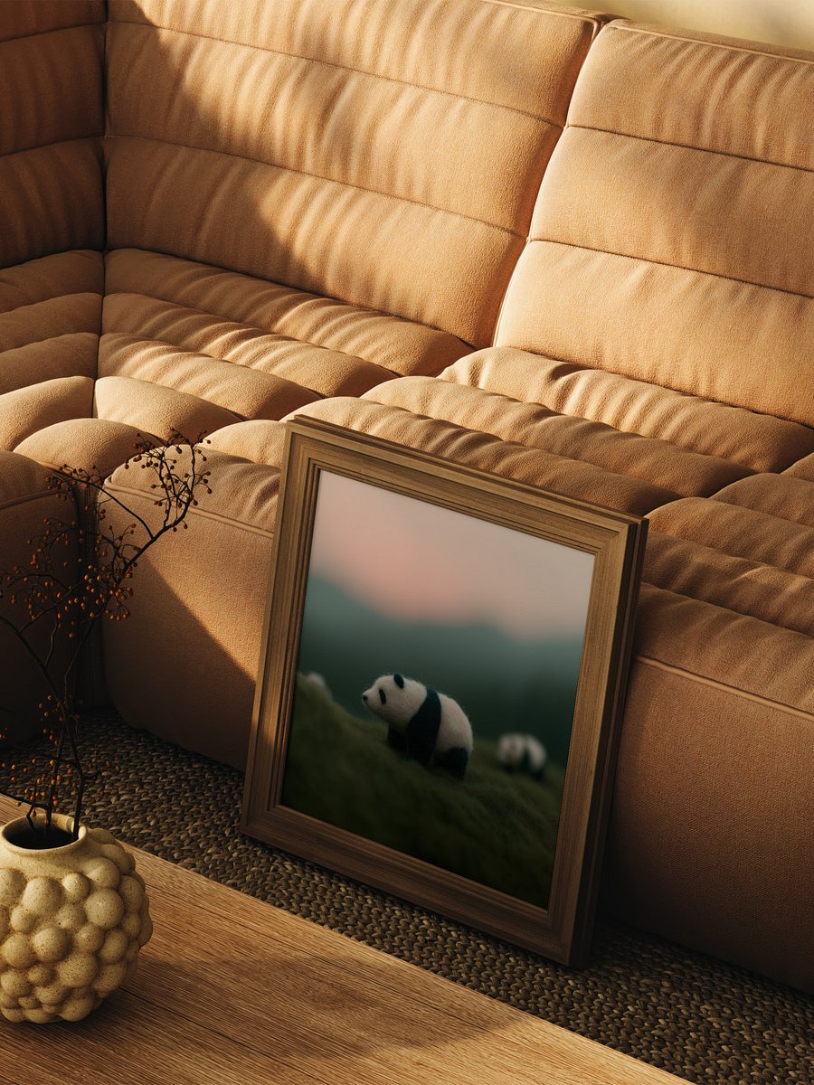 Cozy Calming Felted Panda Bear Art Print product image (3)