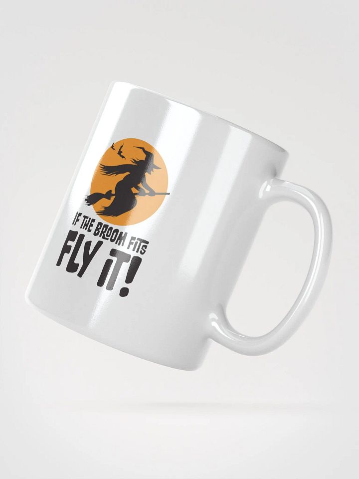 If the Broom Fits Ride it Mug | Halloween Witch Coffee Cup | Retro Spooky Fall Drinkware. product image (2)