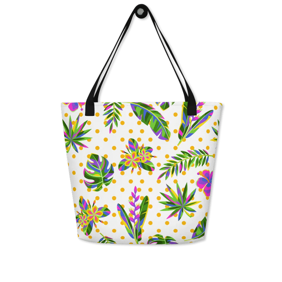 Big printed tote bag with beachy tropical vibe product image (3)