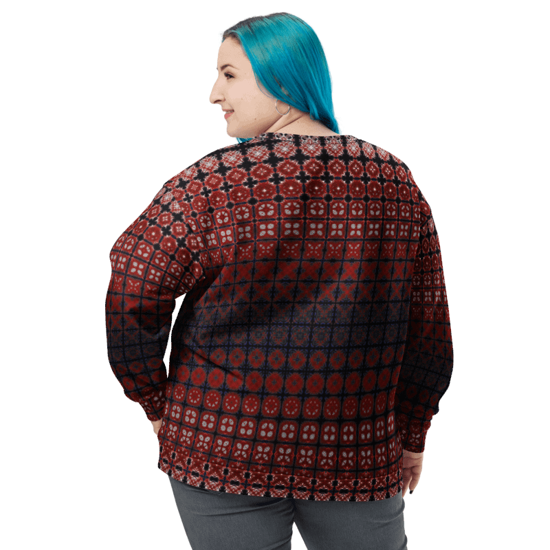 Abstract Red Squares Unisex All Over Print Sweatshirt product image (10)