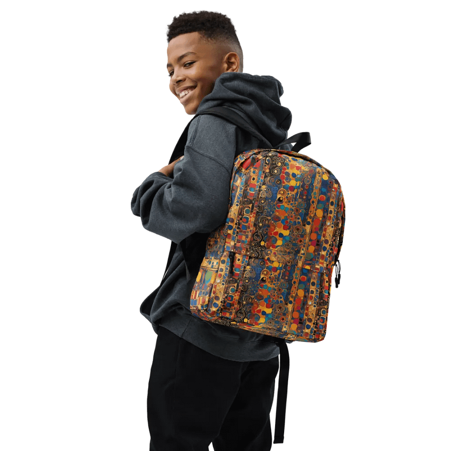 Symmetric Fusion All-Over Print Backpack for art students and arty friends product image (7)