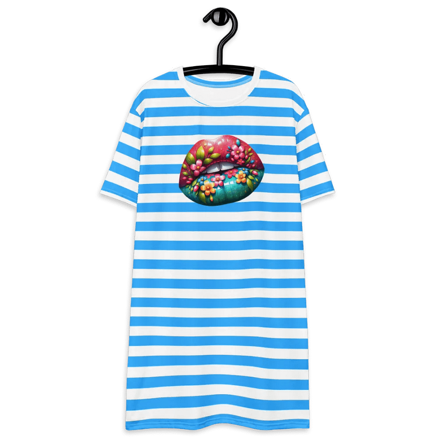 Blooming Lips Stripped Blue Tee Dress product image (6)