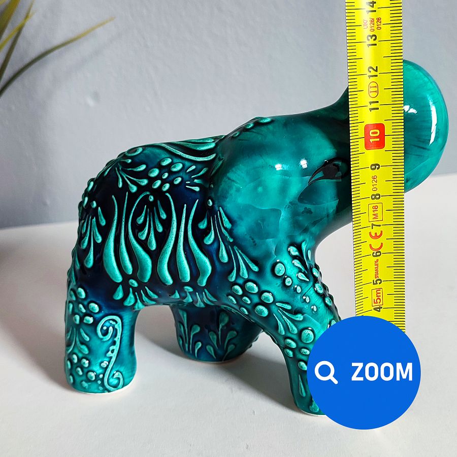 Ceramic turquoise elephant — handmade pottery, handmade ceramic, home decor, handmade gift, Turkish ceramic product image (8)