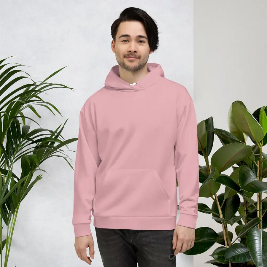 Plain Dusty Light Pink Soft Summer Unisex Recycled Polyester Heavyweight Premium Hoodie by Treasure Pie product image (5)