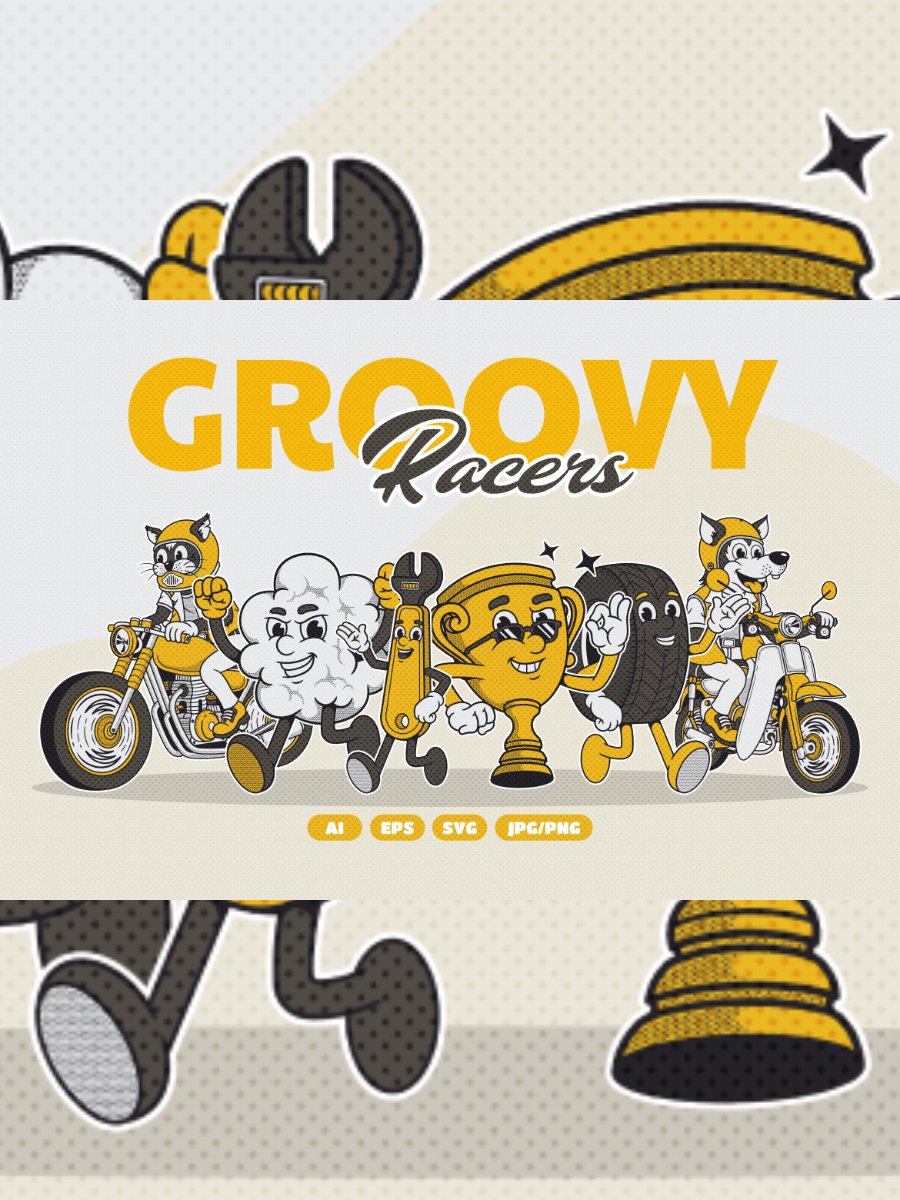 Retro Racers Groovy Illustration product image (1)