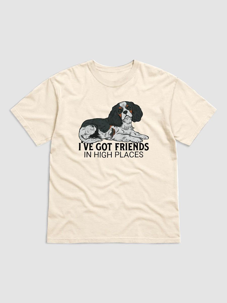 I've Got Friends in High Places T-Shirt of a Cavalier King Charles Spaniel (Tricolor) | Funny T-Shirt for Spaniel Paw-rents product image (28)