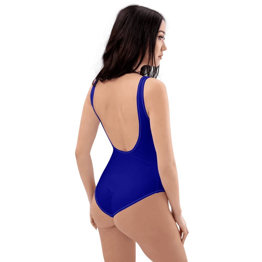 Plain Color Navy Blue One-Piece Swimsuit product image (4)