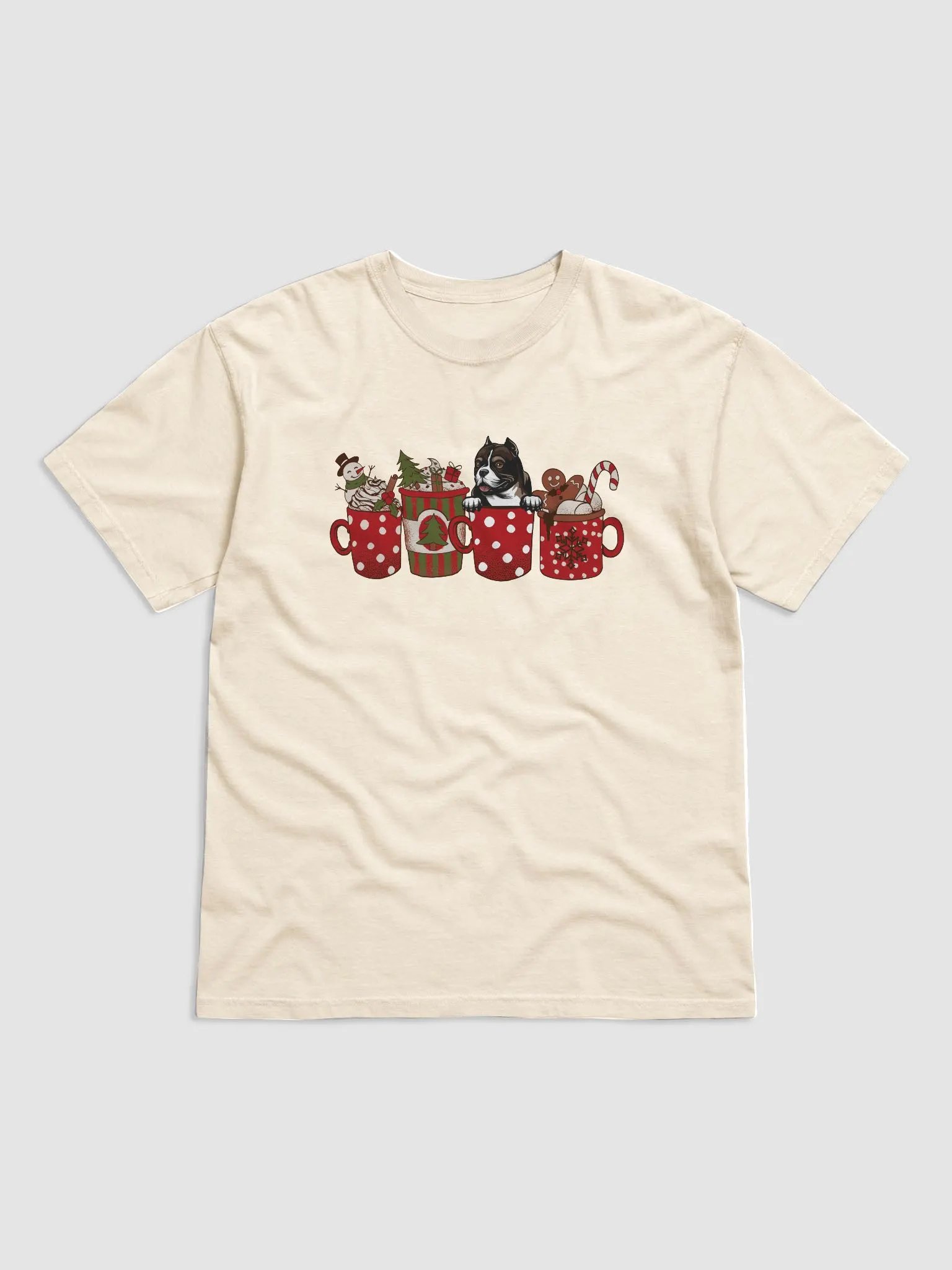 Cute American Bully in a Christmas Cup T-Shirt | Funny Christmas Pup in a Cup product image (14)