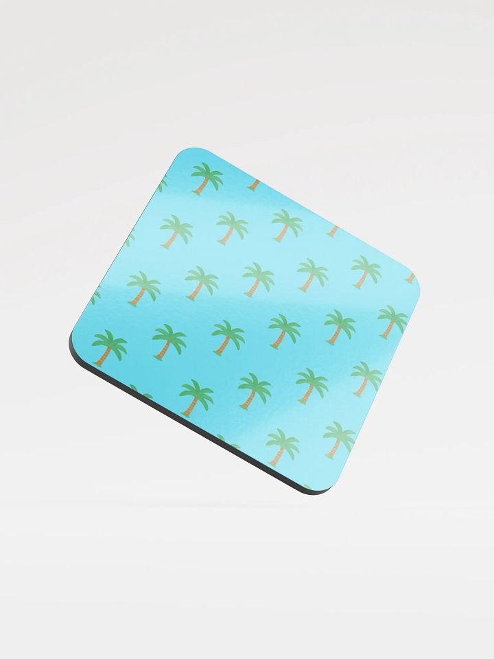 Tropical Palm Trees Blue Cork Coaster product image (1)