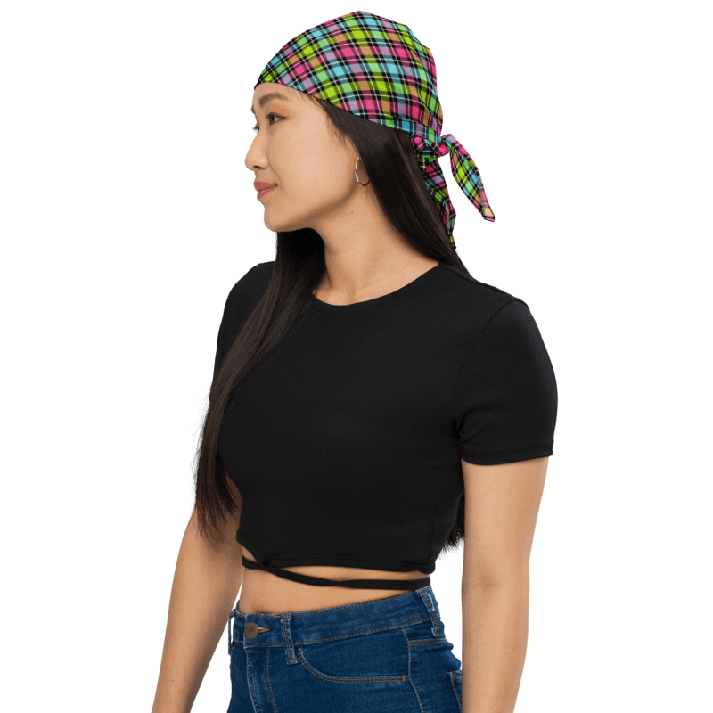 Neon Checkered Plaid Bandana product image (1)