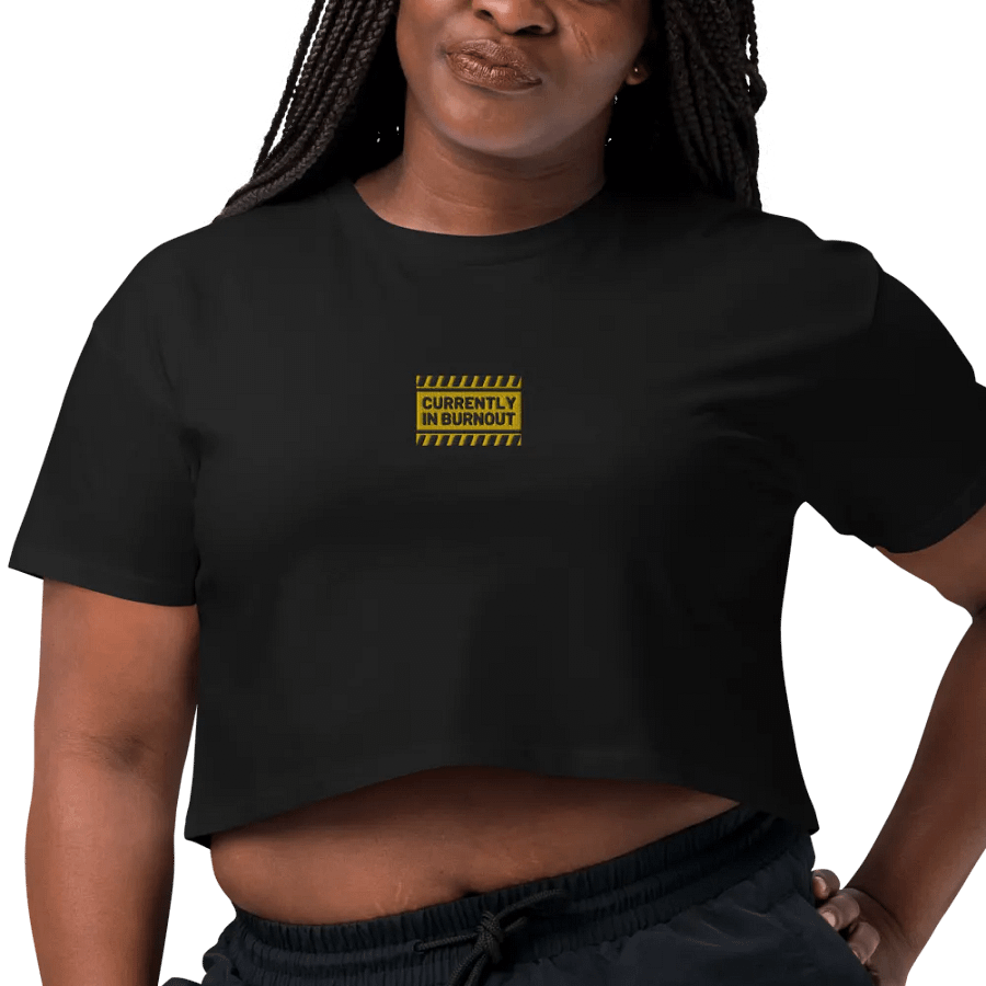 CURRENTLY IN BURNOUT (center) embroidered cotton cropped tee product image (2)