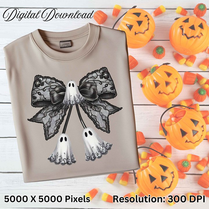 Cute Lace Ghost Bow PNG, Lace Halloween Bow Clipart, Spooky Sublimation Design, Gothic Ghost Bow PNG, Elegant Ghost Digital Download product image (2)