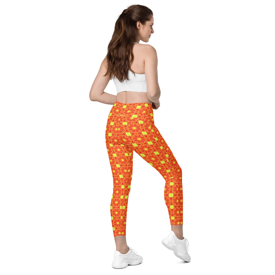 Abstract Repeating Orange Flower Leggings product image (14)
