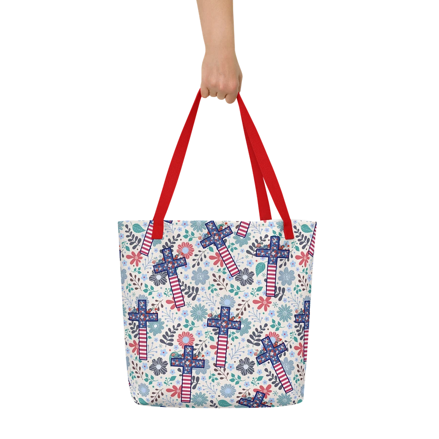 Floral Patriotic Cross Patterned Tote Bag product image (3)