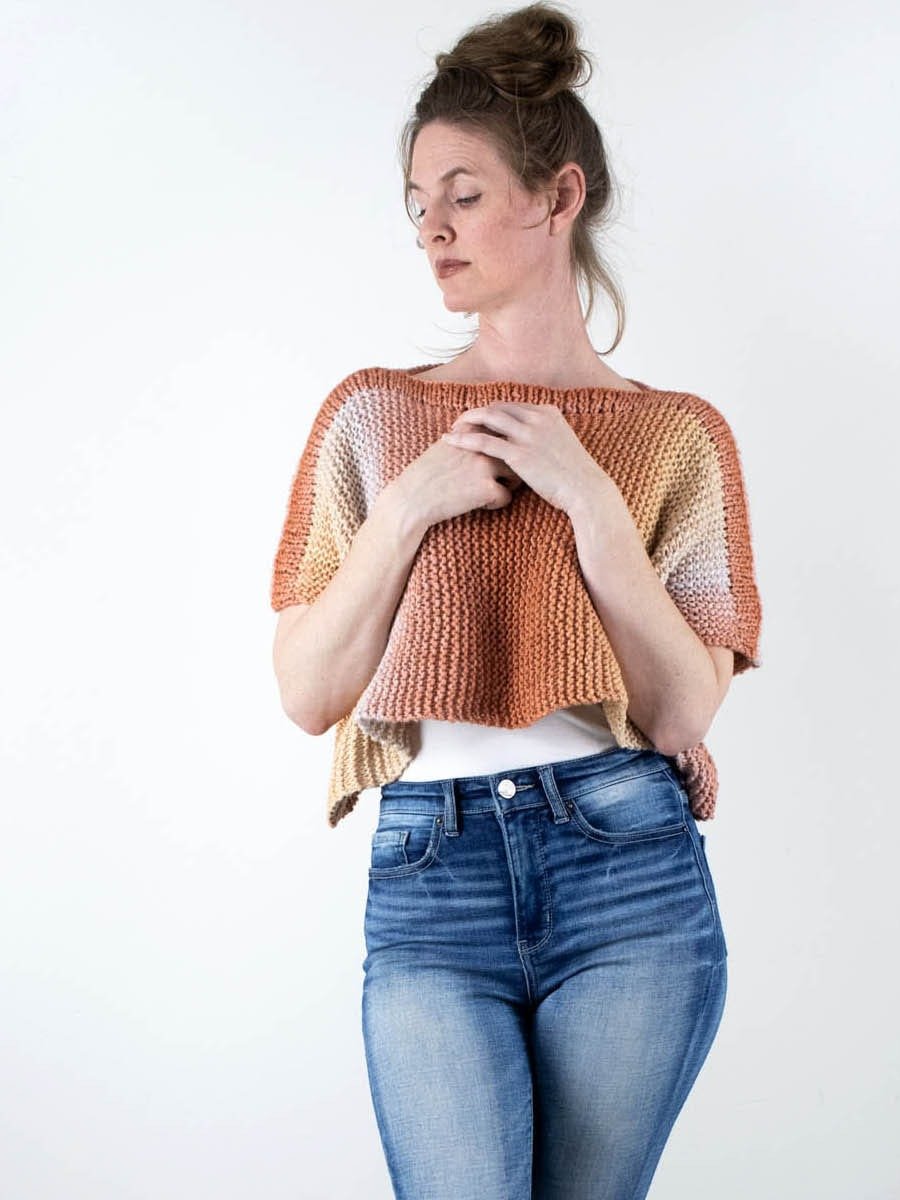 Easy Poncho Knitting Pattern - Hazy Sunrise product image (3)