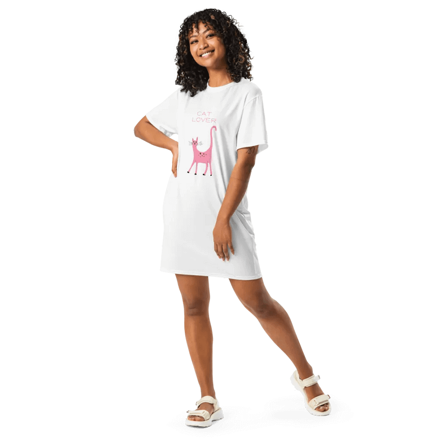 Chic "Cat Lover" All-Over T-Shirt Dress product image (2)