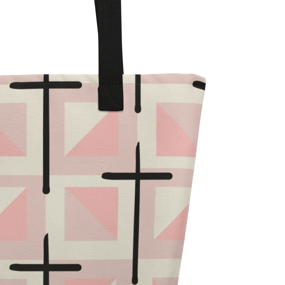 Pink Cross Quilted Patterned Tote Bag product image (4)