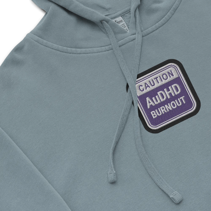 CAUTION: AuDHD BURNOUT embroidered pigment hoodie (purple bubble design 2) product image (1)