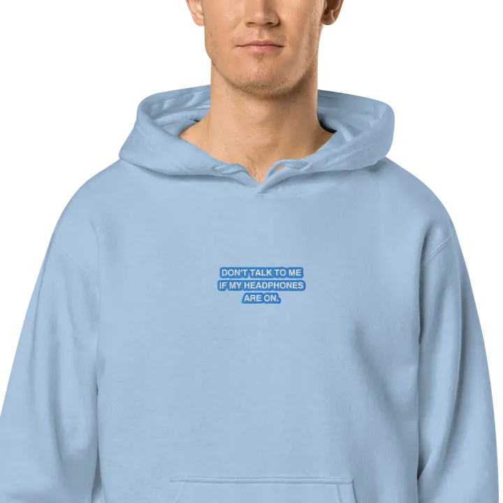 HEADPHONES ON (aqua bubble design 2) embroidered pigment hoodie product image (2)
