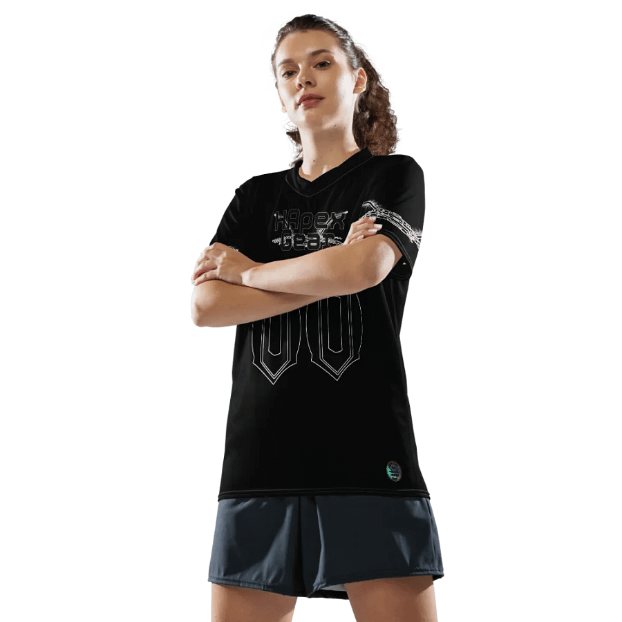 Hélain - Black - Recycled Unisex Sports Jersey - Black HApex Gear Black Logo product image (10)