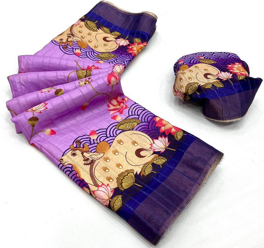 Soft Handloom Silk beautiful kalamkari flowers Print Designer Saree product image (7)