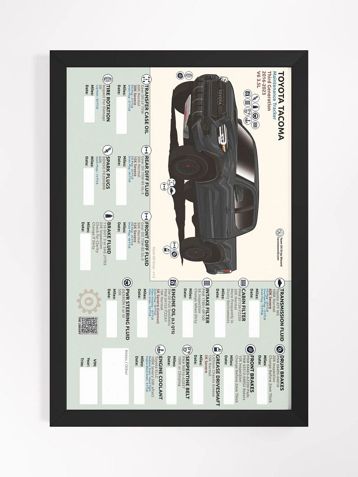 3RD GEN MAINTENANCE TRACKER V1.2 - Black (FRAMED) product image (2)
