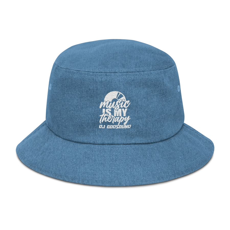 The Must Have DJ GodSOUND "Music Is My Therapy" Denim Bucket Hat in Light Blue! product image (1)